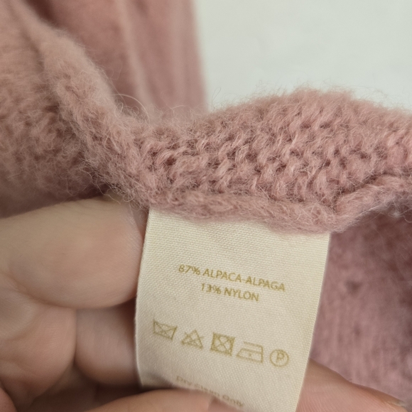 Free People Alpaca Hooded Dusty Pink Open Sweater, S - Picture 10 of 11